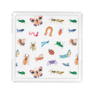 Cute Colorful Insect Pattern Acrylic Tray