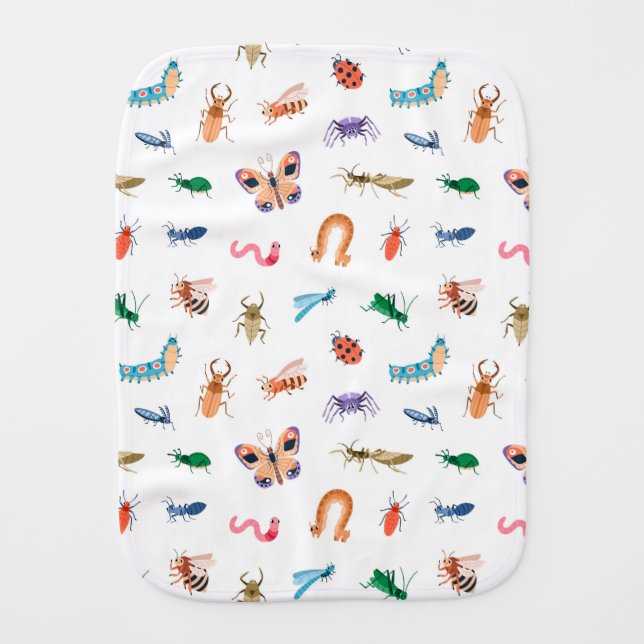 Cute Colorful Insect Pattern Baby Burp Cloth (Front)