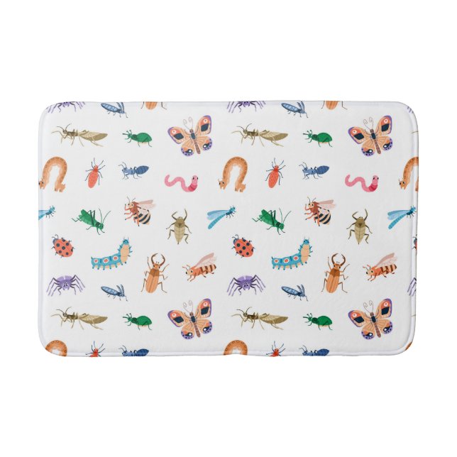Cute Colorful Insect Pattern Bath Mat (Front)