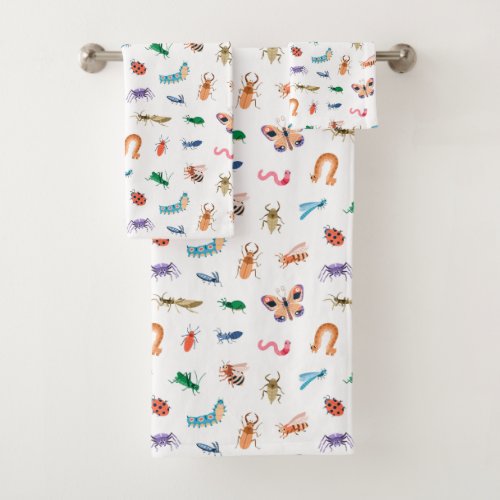 Cute Colorful Insect Pattern Bath Towel Set