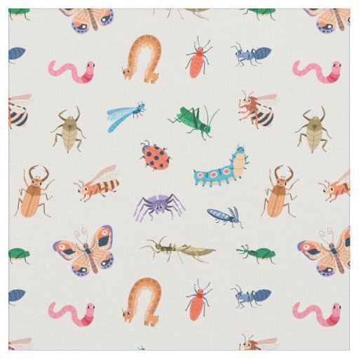 Cute Colorful Insect Pattern Fabric