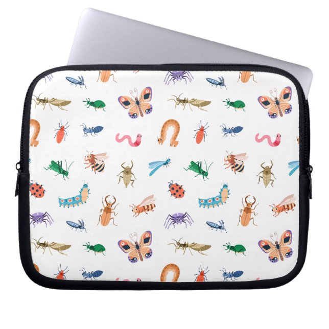 Cute Colorful Insect Pattern Laptop Sleeve (Front)