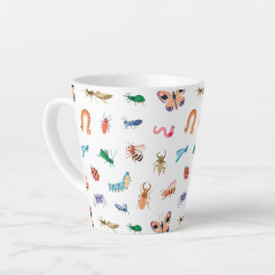 Cute Colorful Insect Pattern Latte Mug