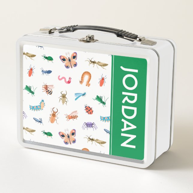 Cute Colorful Insect Pattern Metal Lunch Box (Front)