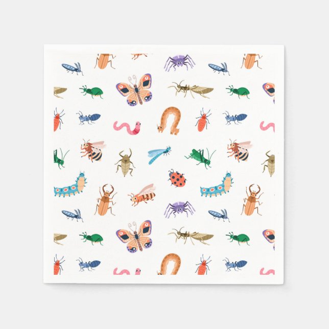 Cute Colorful Insect Pattern Napkins (Front)