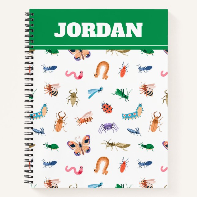 Cute Colorful Insect Pattern Notebook (Front)