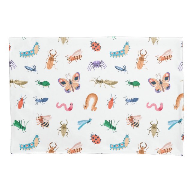 Cute Colorful Insect Pattern Pillow Case (Front)