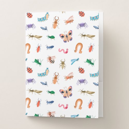 Cute Colorful Insect Pattern Pocket Folder