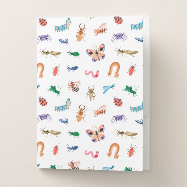 Cute Colorful Insect Pattern Pocket Folder (Front)