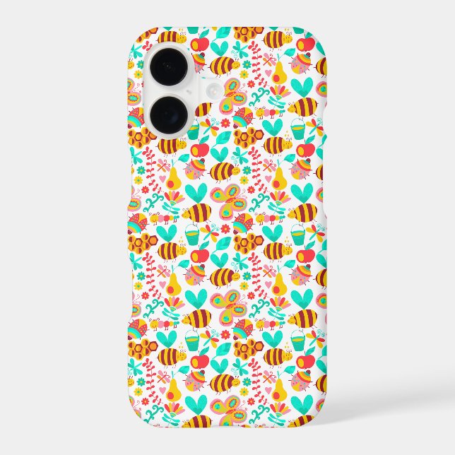 Cute colorful insects patterns iphone case (Back)