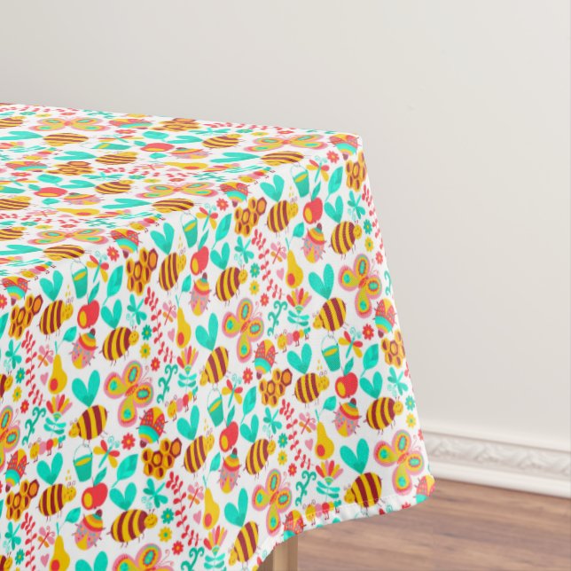 Cute colorful insects patterns tablecloth (In Situ)