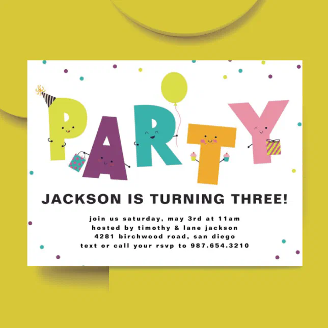 Cute Colorful Invitation Postcard | Zazzle