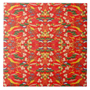 Cute colorful japanese floral patterns ceramic tile