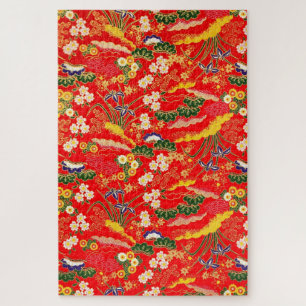 Cute colorful japanese floral patterns jigsaw puzzle