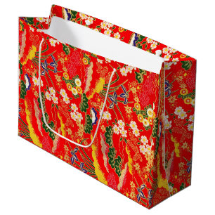 Cute colorful japanese floral patterns large gift bag