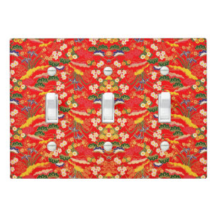 Cute colorful japanese floral patterns light switch cover