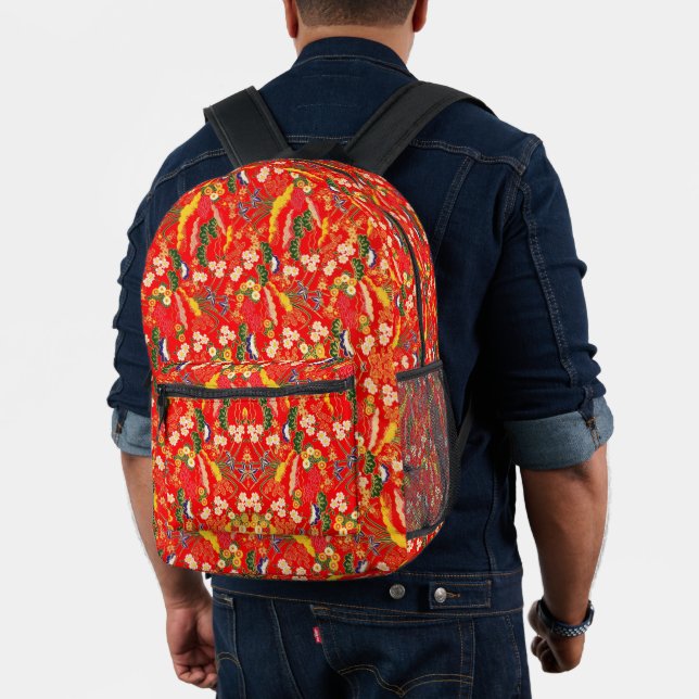 Cute colorful japanese floral patterns printed backpack (Insitu (Model))