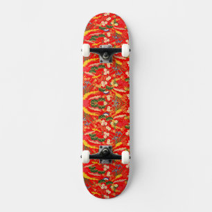 Cute colorful japanese floral patterns skateboard
