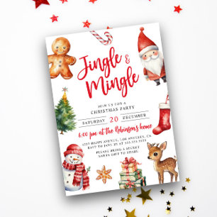 Cute Colorful Jingle & Mingle Kids Christmas Party Invitation