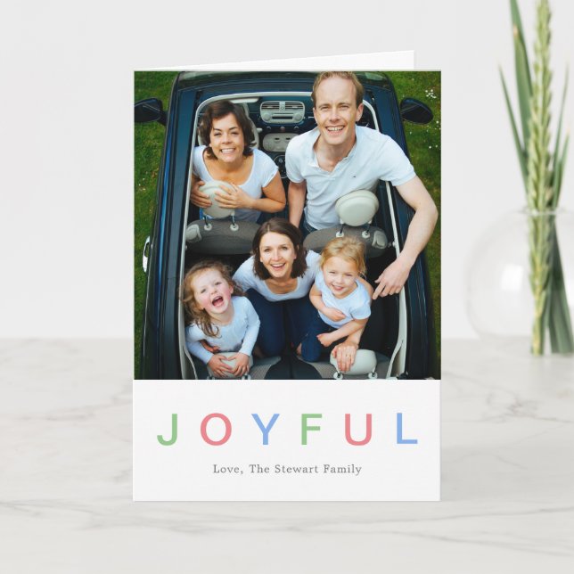 Cute Colorful Joyful Photo Modern Holiday Card (Front)