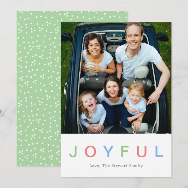 Cute Colorful Joyful Photo Modern Holiday Card (Front/Back)