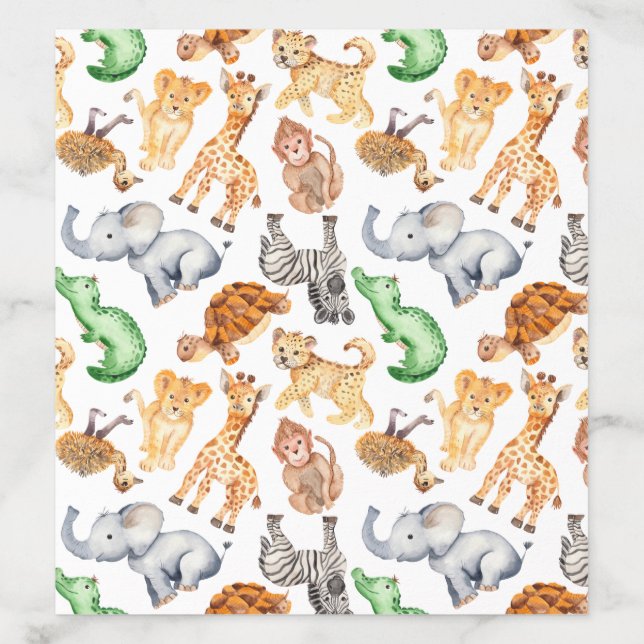 Cute Colorful Jungle Animals Kids Birthday Envelope Liner (Design)