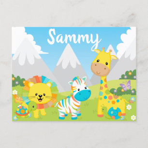 Cute Colorful Jungle Friends Kids Postcard