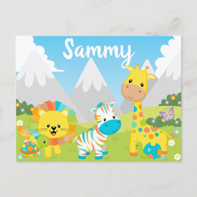 Cute Colorful Jungle Friends Kids Postcard (Front)