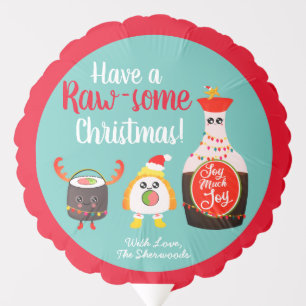 Cute Colorful Kawaii Sushi Merry Christmas Holiday Balloon