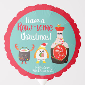 Cute Colorful Kawaii Sushi Merry Christmas Holiday Balloon