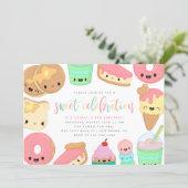 Cute Colorful Kawaii Sweet Elements Kids' Birthday Invitation (Standing Front)