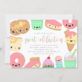 Cute Colorful Kawaii Sweet Elements Kids' Birthday Invitation (Front)