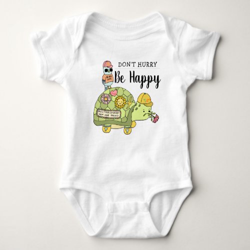 Cute Colorful Kawaii Tortoise Cartoon Be Happy Baby Bodysuit
