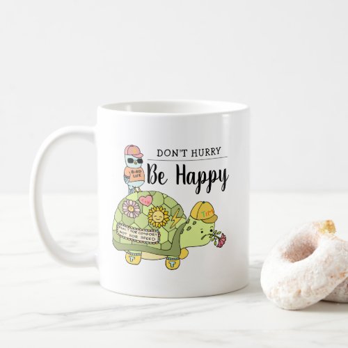 Cute Colorful Kawaii Tortoise Cartoon Be Happy Coffee Mug
