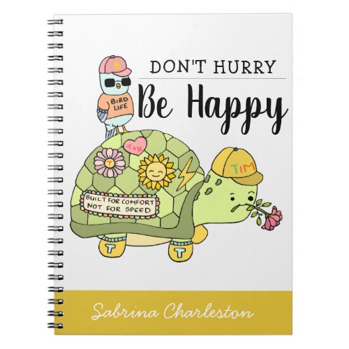 Cute Colorful Kawaii Tortoise Cartoon Be Happy Notebook