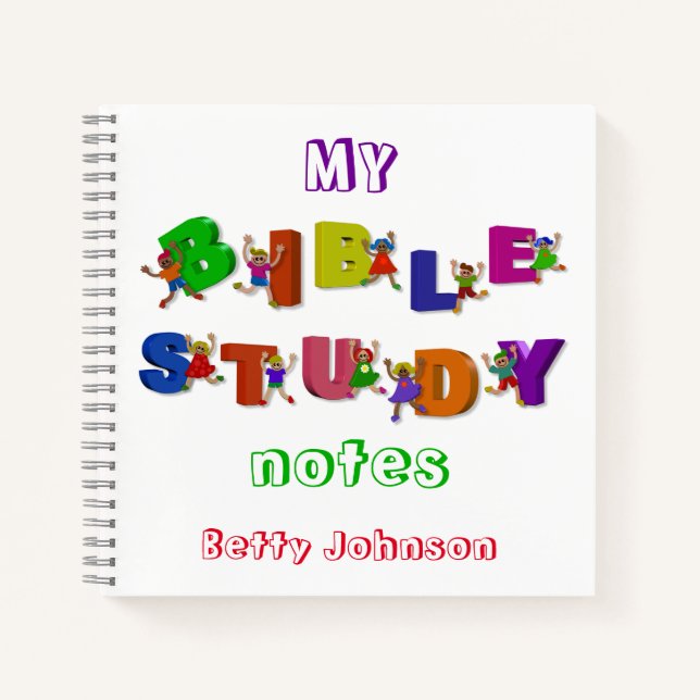 Cute & Colorful Kids Bible Study Notes Notebook (Front)