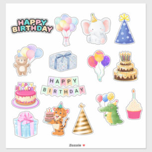 Cute Colorful Kids Birthday Celebration Stickers