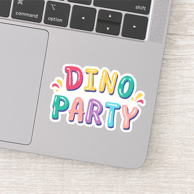 cute colorful kid's dino birthday party  sticker (Detail)