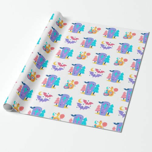 Cute Colorful Kids Halloween Party Gift Wrapping Paper