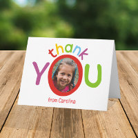 Cute Colorful Kids Photo Thank You Card