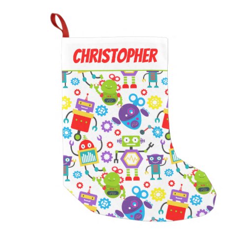 Cute Colorful Kids Robot Small Christmas Stocking