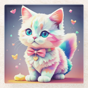 Cute Colorful Kitten-84301 Glass Coaster