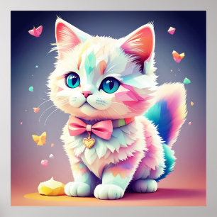Cute Colorful Kitten-84301 Poster
