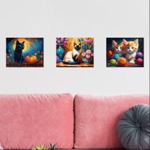 Cute Colorful Kittens  Wall Art Sets