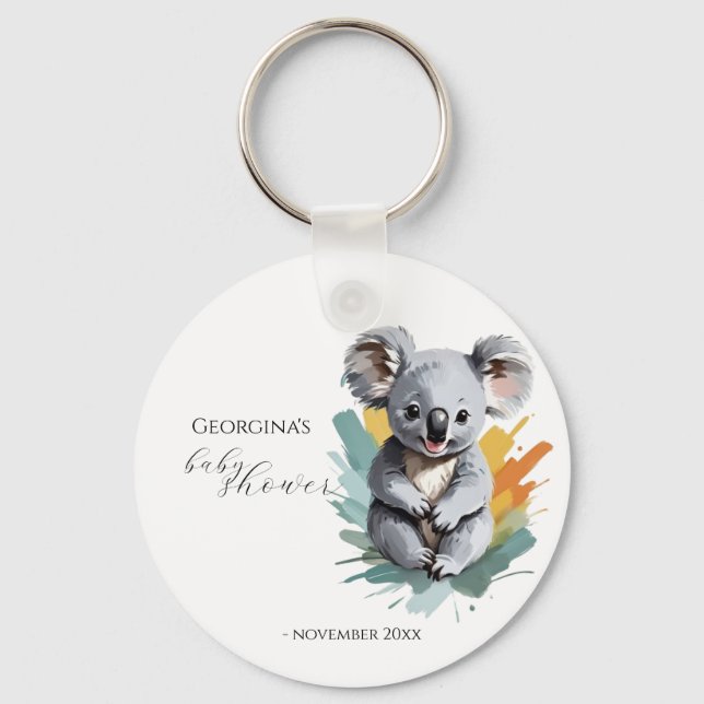Cute Colorful Koala Baby Shower Favor Keychain (Front)