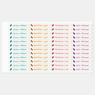 Cute Colorful Ladybug Beetles Four Children Names Kids' Labels