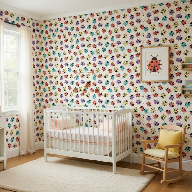 Cute Colorful Ladybug Pattern Kids Wallpaper (Creator Uploaded)