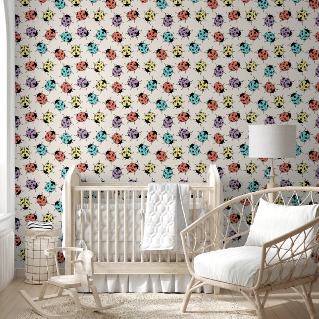 Cute Colorful Ladybug Pattern Kids Wallpaper Wallpaper (Kids)