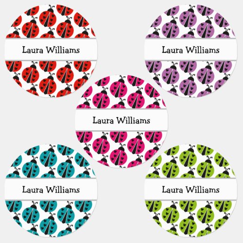 Cute Colorful Ladybug Personalized Name Labels