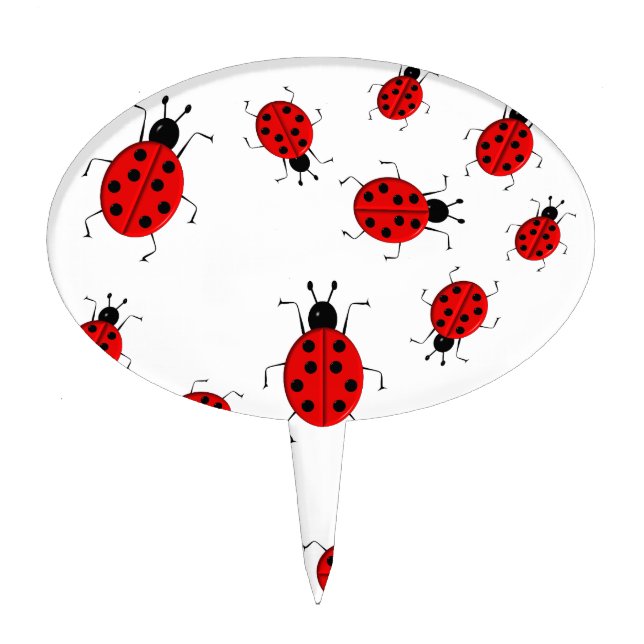 Cute colorful ladybugs clip art cake topper (Front)